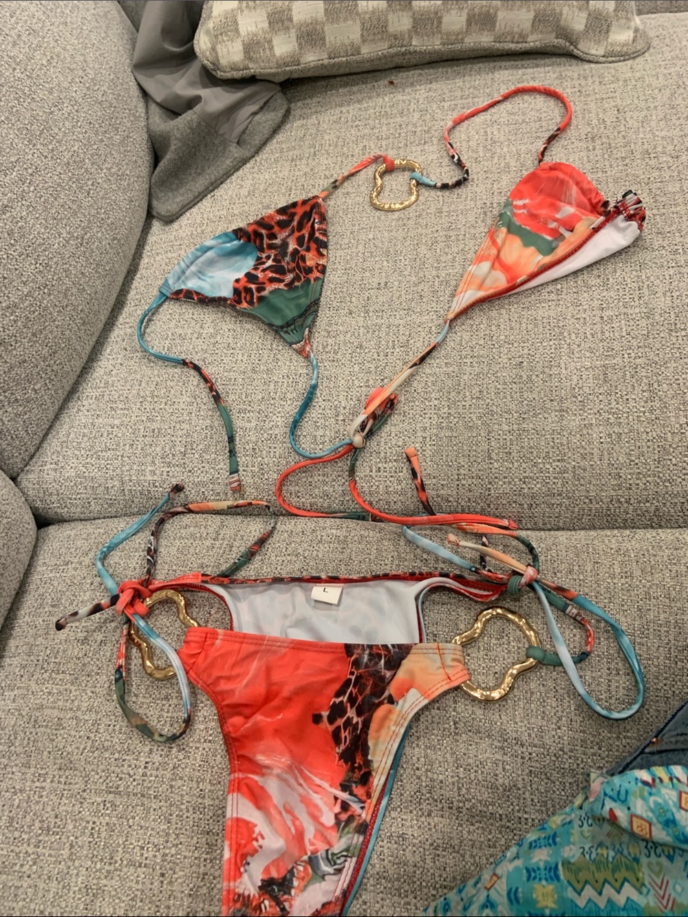 Women’s Multicolor Floral & Animal Print Adjustable String Bikini